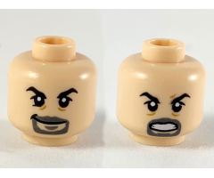 Minifigure, Head Dual Sided Black Eyebrows, Dark Bluish Gray Goatee, Smile / Angry Pattern