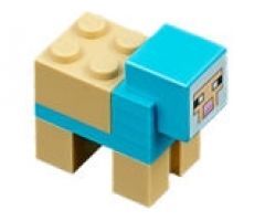 Minecraft Sheep, Medium Azure, Sheared - Brick Built