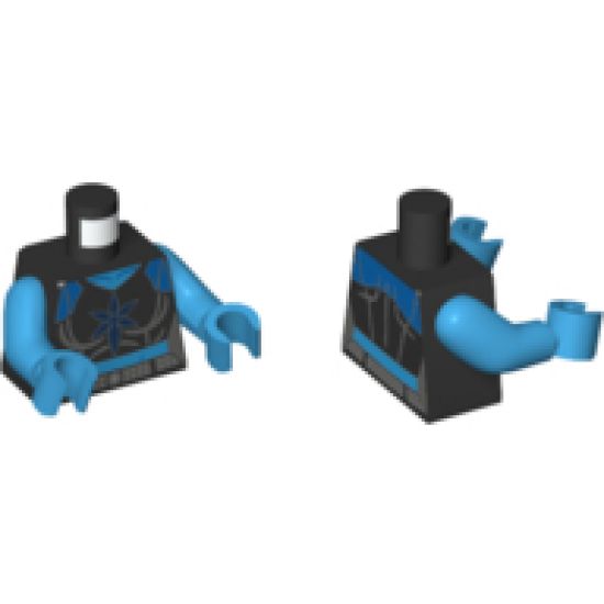 Torso Female Blue Shoulders, Dark Blue Snowflake Symbol Pattern / Dark Azure Arms / Dark Azure Hands