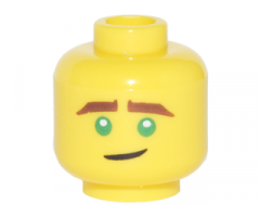 Minifigure, Head Reddish Brown Eyebrows, Green Eyes, Crooked Smile Pattern (Lloyd)