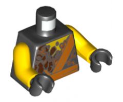 Torso Breaking Rocks and Orange Sash Pattern (Earth Ninja) / Yellow Arms / Black Hands