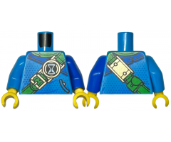Torso Robe with Blue Shoulder and Dots, Bright Green Neck and Belt with Hourglass and Gold Buckles, Pocket with Black Outline Pattern / Blue Arm Left / Dark Azure Arm Right / Yellow Hands