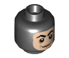 Minifigure, Head Balaclava with Face Hole, Thick Arched Eyebrows and Smirk Pattern (Screenslaver) - Hollow Stud