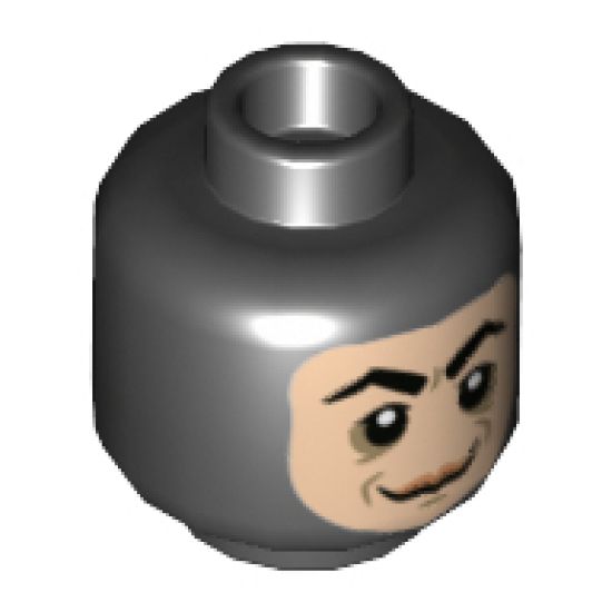 Minifigure, Head Balaclava with Face Hole, Thick Arched Eyebrows and Smirk Pattern (Screenslaver) - Hollow Stud