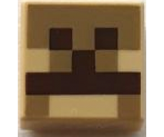 Tile 1 x 1 with Pixelated Dark Brown and Dark Tan Pattern (Minecraft Camel Nose and Mouth)