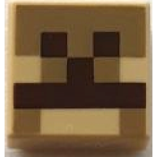 Tile 1 x 1 with Pixelated Dark Brown and Dark Tan Pattern (Minecraft Camel Nose and Mouth)