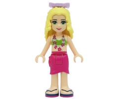 Friends Isabella, Magenta Wrap Skirt, Lime Bikini Top, Bow