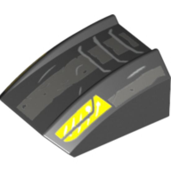 Slope, Curved 2 x 2 Lip with Silver Vents and Yellow Hood Latches Pattern