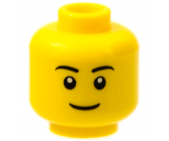 Minifigure, Head Black Eyebrows, Thin Grin, Black Eyes with White Pupils Pattern