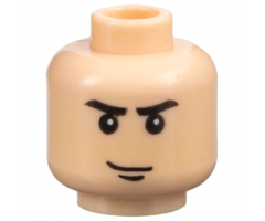 Minifigure, Head Black Eyebrows and Chin Dimple, Smirk Pattern