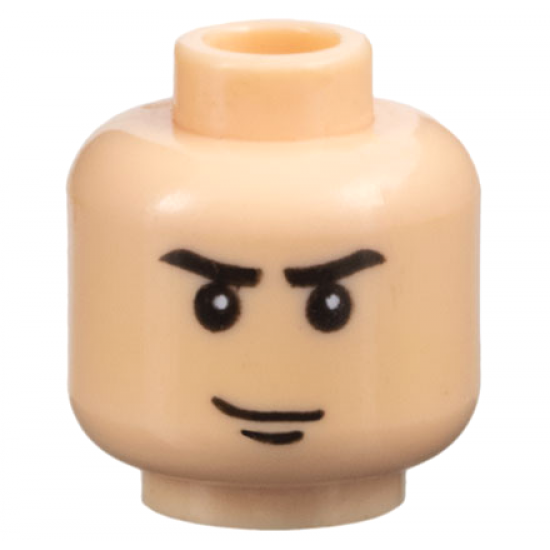 Minifigure, Head Black Eyebrows and Chin Dimple, Smirk Pattern