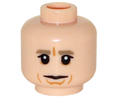 Minifigure, Head Dark Tan Eyebrows, Black Single Eyelashes, Medium Nougat Cheek Lines and Chin Dimple, Neutral Pattern