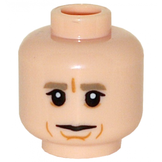 Minifigure, Head Dark Tan Eyebrows, Black Single Eyelashes, Medium Nougat Cheek Lines and Chin Dimple, Neutral Pattern