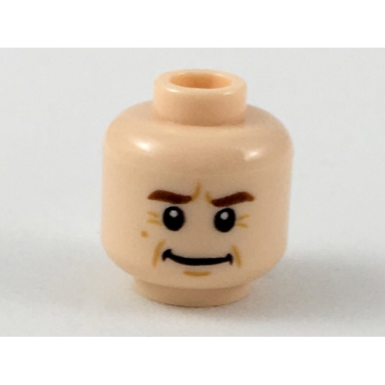 Minifigure, Head Reddish Brown Eyebrows with Furrowed Brows and Crow's Feet by Eyes Pattern (Alan Grant)