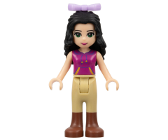 Friends Emma, Tan Riding Pants, Magenta Top with Yellow and Dark Purple Trim, Lavender Bow