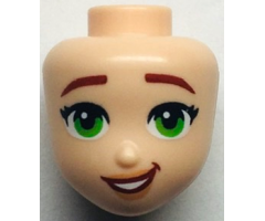 Mini Doll, Head Friends with Dark Red Eyebrows, Black Eyelashes, Green Eyes, Nougat Lips, Open Mouth Smile with Teeth Pattern