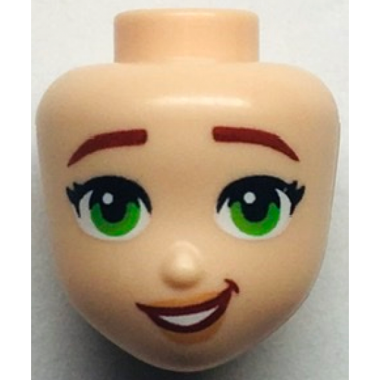 Mini Doll, Head Friends with Dark Red Eyebrows, Black Eyelashes, Green Eyes, Nougat Lips, Open Mouth Smile with Teeth Pattern