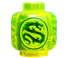 Minifigure, Head without Face with Dark Green Dragon in Circle Pattern