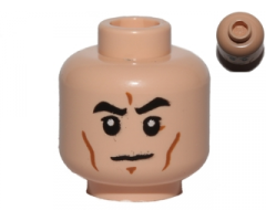 Minifigure, Head Black Eyebrows, Cheek Lines, White Pupils, Frown Pattern