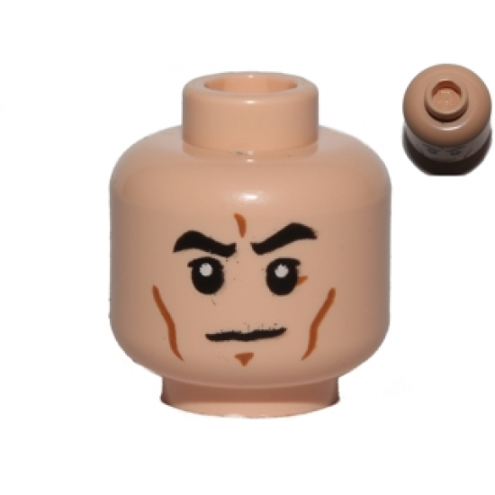 Minifigure, Head Black Eyebrows, Cheek Lines, White Pupils, Frown Pattern