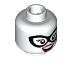 Minifigure, Head Female Black Eye Mask, Dark Red Lips, Red Tongue, Diamond on Cheek, Open Smile with Top Teeth Pattern - Hollow Stud