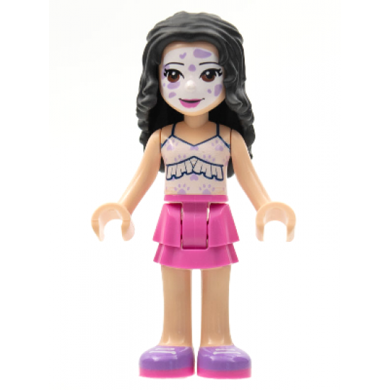 Friends Emma, Dark Pink Skirt, White Ruffled Tank Top, Face Paint