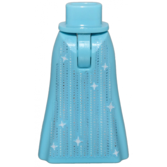 Minidoll Hips and Skirt Full Length with Silver Dotted Lines and Stars Pattern - Thin Hinge