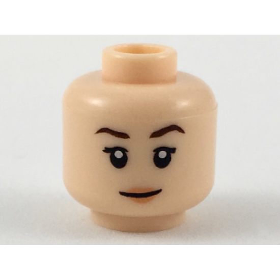 Minifigure, Head Female Dark Brown Eyebrows, Nougat Lips Pattern