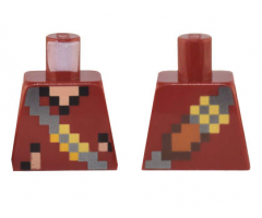 Torso Pixelated Vest with Silver Cross Strap with Yellow Buckles and Medium Nougat and Dark Brown Sword Pattern