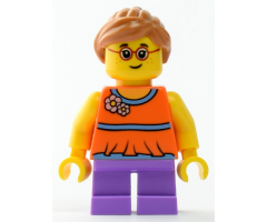 Girl with Orange Top and Medium Lavender Legs