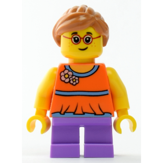 Girl with Orange Top and Medium Lavender Legs