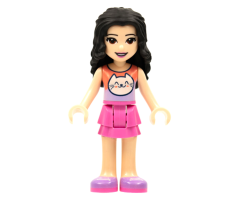 Friends Emma, Coral and Lavender Cat Shirt, Dark Pink Skirt, Medium Lavender Shoes