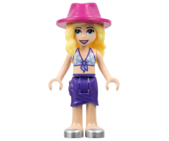 Friends Stephanie, Medium Blue Swimsuit Top, Dark Purple Skirt, Silver Shoes, Magenta Hat