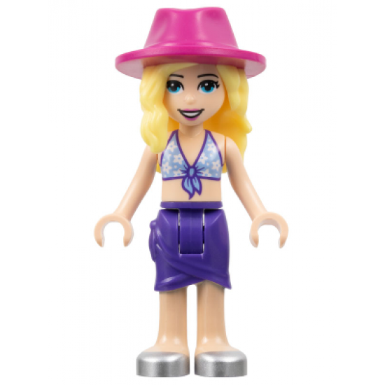 Friends Stephanie, Medium Blue Swimsuit Top, Dark Purple Skirt, Silver Shoes, Magenta Hat