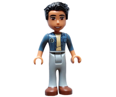 Friends Dr. Marlon - Sand Blue Unbuttoned Shirt, Light Bluish Gray Trousers, Reddish Brown Shoes