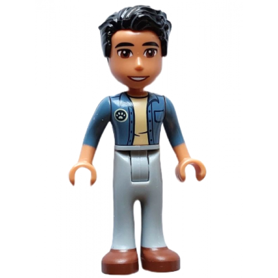 Friends Dr. Marlon - Sand Blue Unbuttoned Shirt, Light Bluish Gray Trousers, Reddish Brown Shoes