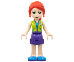 Friends Mia, Dark Purple Shorts, Lime Jacket Top, Red Hair