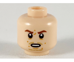 Minifigure, Head Reddish Brown Eyebrows, Dark Orange Spots, Medium Nougat Goatee Stubble Pattern