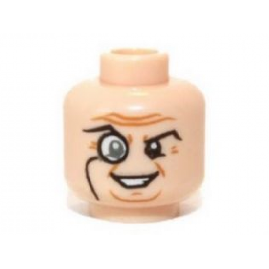 Minifigure, Head Glasses with Monocle, Raised Right Eyebrow, Wrinkles, Smile Pattern (Penguin)