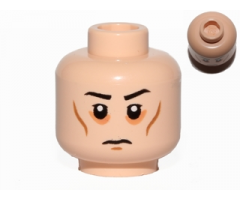Minifigure, Head Black Eyebrows, White Pupils, Cheek Lines, Circles Around Eyes, Frown Pattern