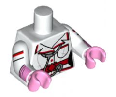 Torso Batman Female Outline with Red Trim and Belt, Stethoscope and Pockets Pattern / White Arms with Stripes and Pink Glove Cuffs / Bright Pink Hands