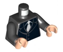 Torso Suit with 2 Buttons and White Tie Pattern / Black Arms / Light Nougat Hands