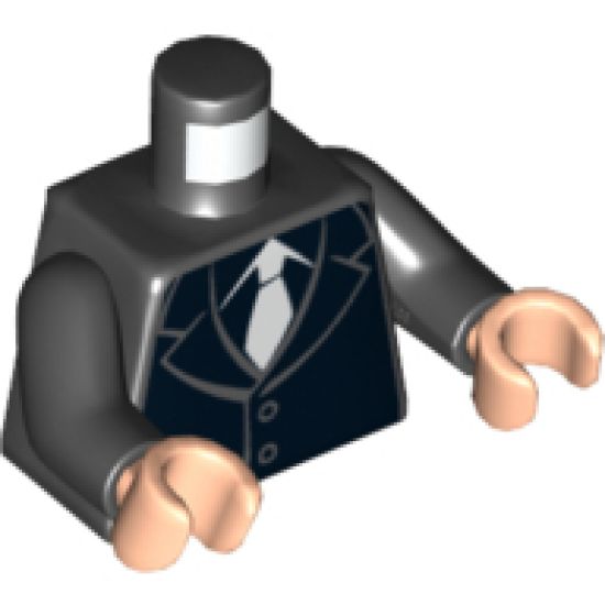 Torso Suit with 2 Buttons and White Tie Pattern / Black Arms / Light Nougat Hands
