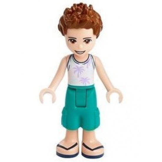 Friends Ethan, Dark Turquoise Shorts, White Top with Palm Trees