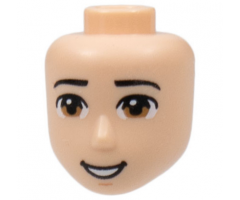 Mini Doll, Head Friends Male Large with Black Eyebrows, Medium Nougat Eyes, Smile with Teeth Pattern
