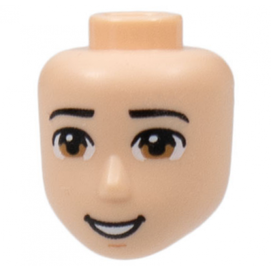 Mini Doll, Head Friends Male Large with Black Eyebrows, Medium Nougat Eyes, Smile with Teeth Pattern