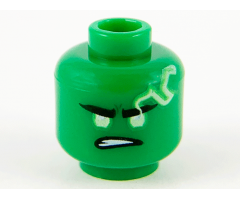 Minifigure, Head Yellowish Green Eyes and Spinjitzu Burst Electricity with Lopsided Frown Pattern (Lloyd)