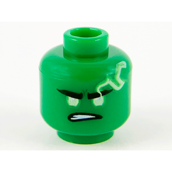 Minifigure, Head Yellowish Green Eyes and Spinjitzu Burst Electricity with Lopsided Frown Pattern (Lloyd)