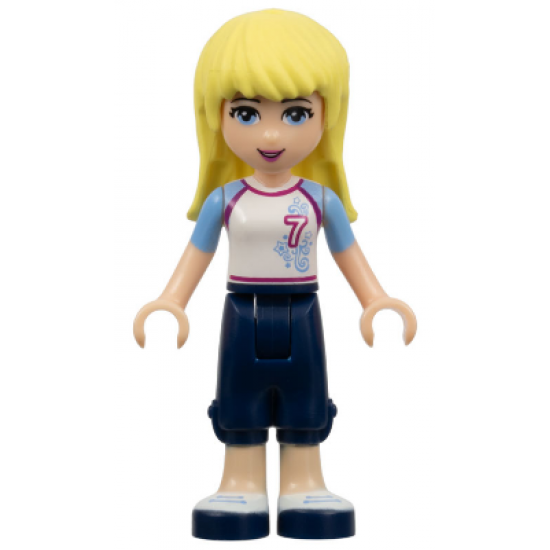 Friends Stephanie, Dark Blue Cropped Trousers, White Soccer Jersey