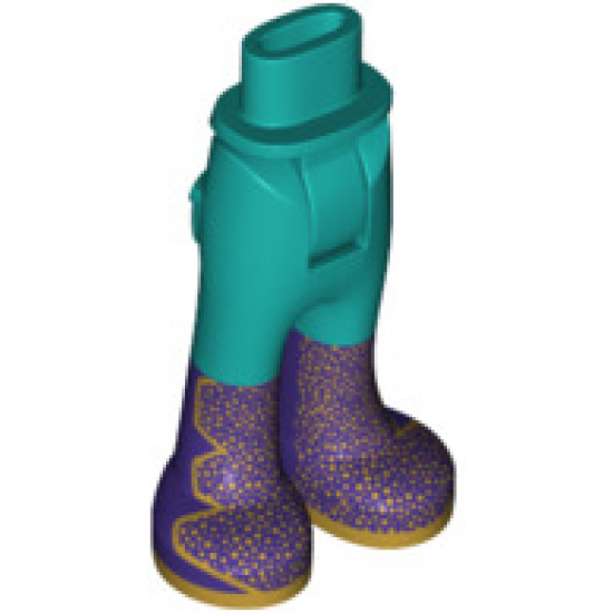 Mini Doll Hips and Trousers with Back Pockets with Dark Purple Boots with Gold Speckles and Soles Pattern - Thick Hinge